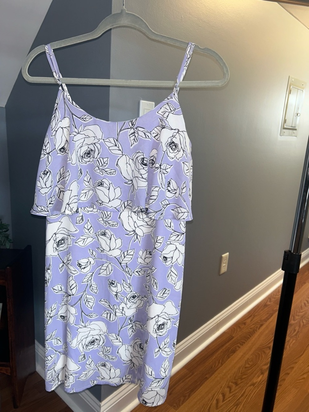 Lavender Floral Ruffle Cami Dress- small